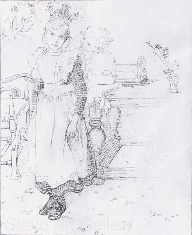 Carl Larsson Gir,Boy and Study of a Head Norge oil painting art